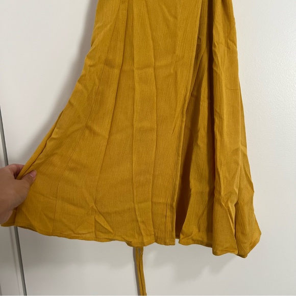 NWT Lulus Harbor Point Mustard Yellow Flutter-Sleeve Mini Wrap Dress - Picture 7 of 12
